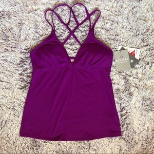 Athleta purple cross strap tankini swim top